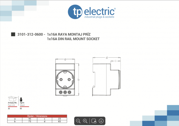 Steckdose für Montage auf Hutschiene IP20